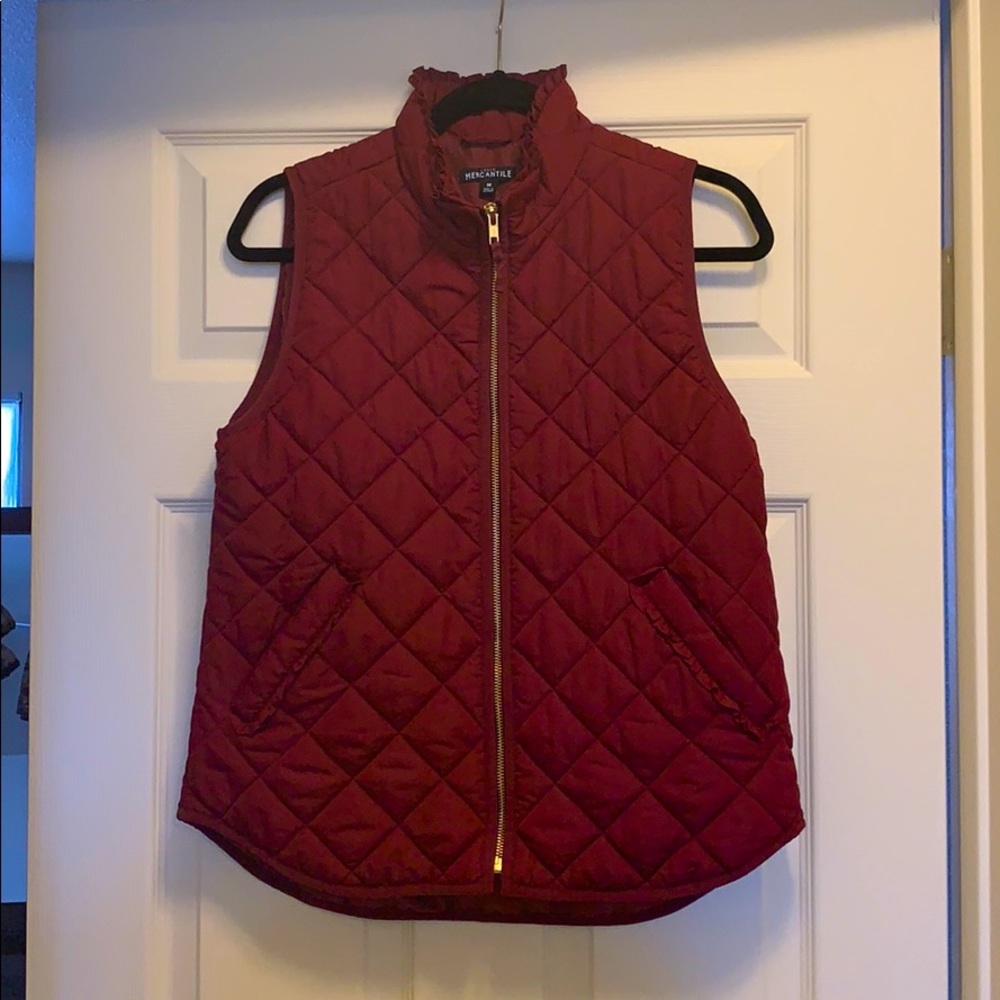 JCrew Mercantile Burgundy Vest with Ruffles